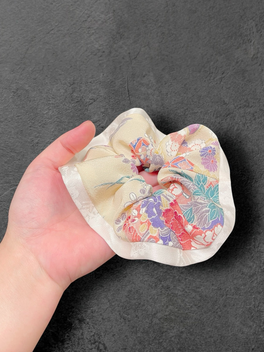Japanese Kimono Scrunchies - ほのか HONOKA Cream Pink