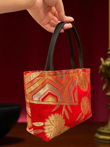 Kimono Handbag - Red with black handle
