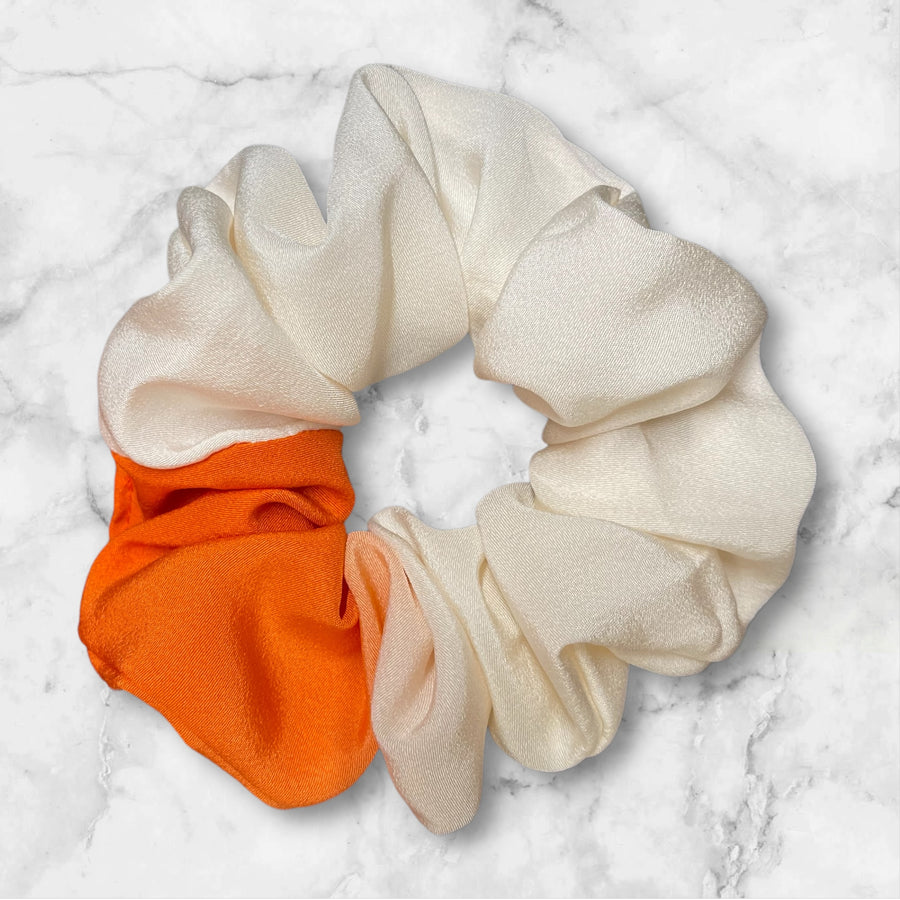 Kimono scrunchies - white and orange