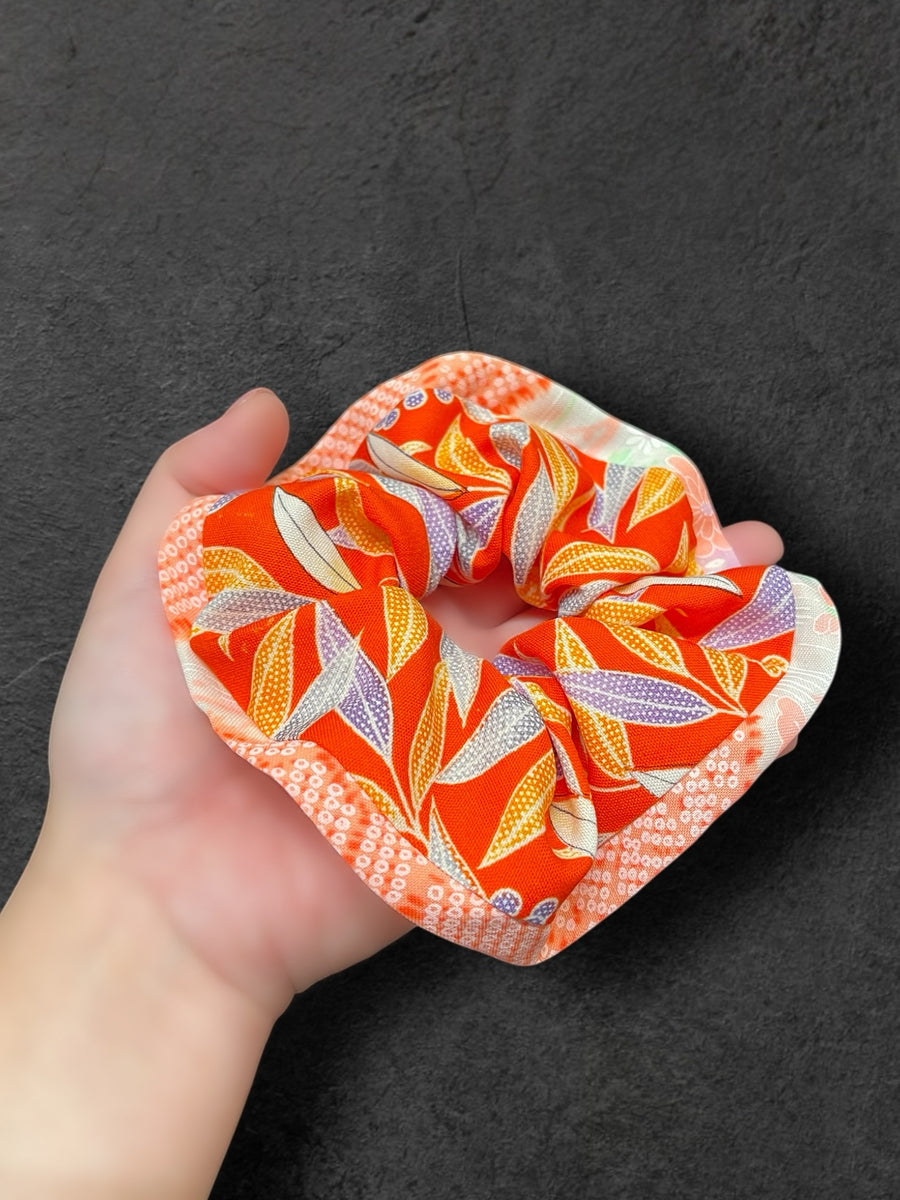 Japanese Kimono Scrunchies - Miyabi Orange