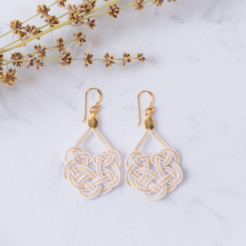 Geisha Earrings - White and Gold