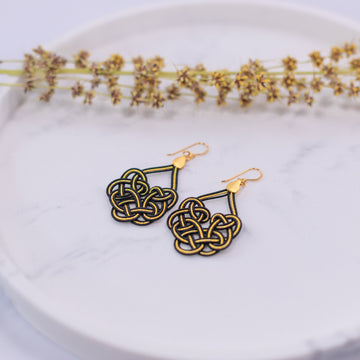 Geisha Earrings - Moonrise - Black and Gold