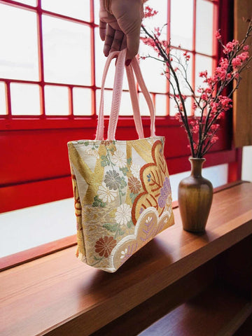 Japanese Kimono Handbag - Spring Celebration Pattern - Pink Handle